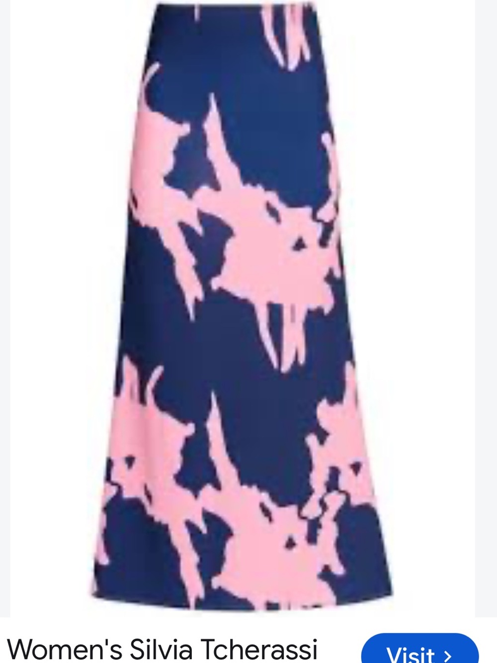 Silvia Tcherassi Navy with Pink Abstract Floral maxi skirt